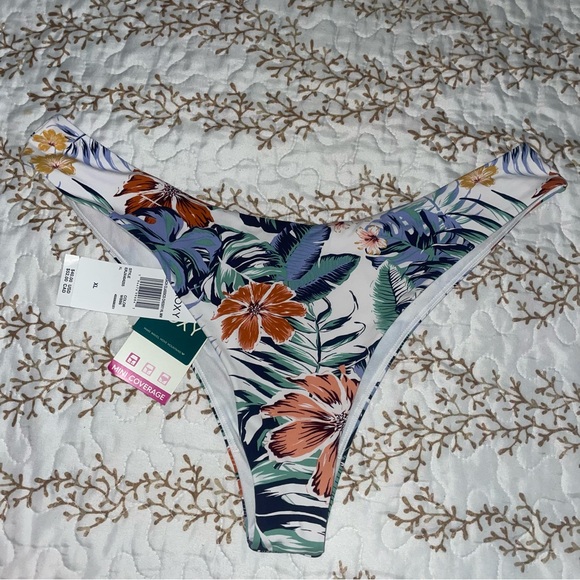 NWT Roxy PT BEACH CLASSICS CHEEKY Bright White Soul Flower floral print bikini - Picture 1 of 15